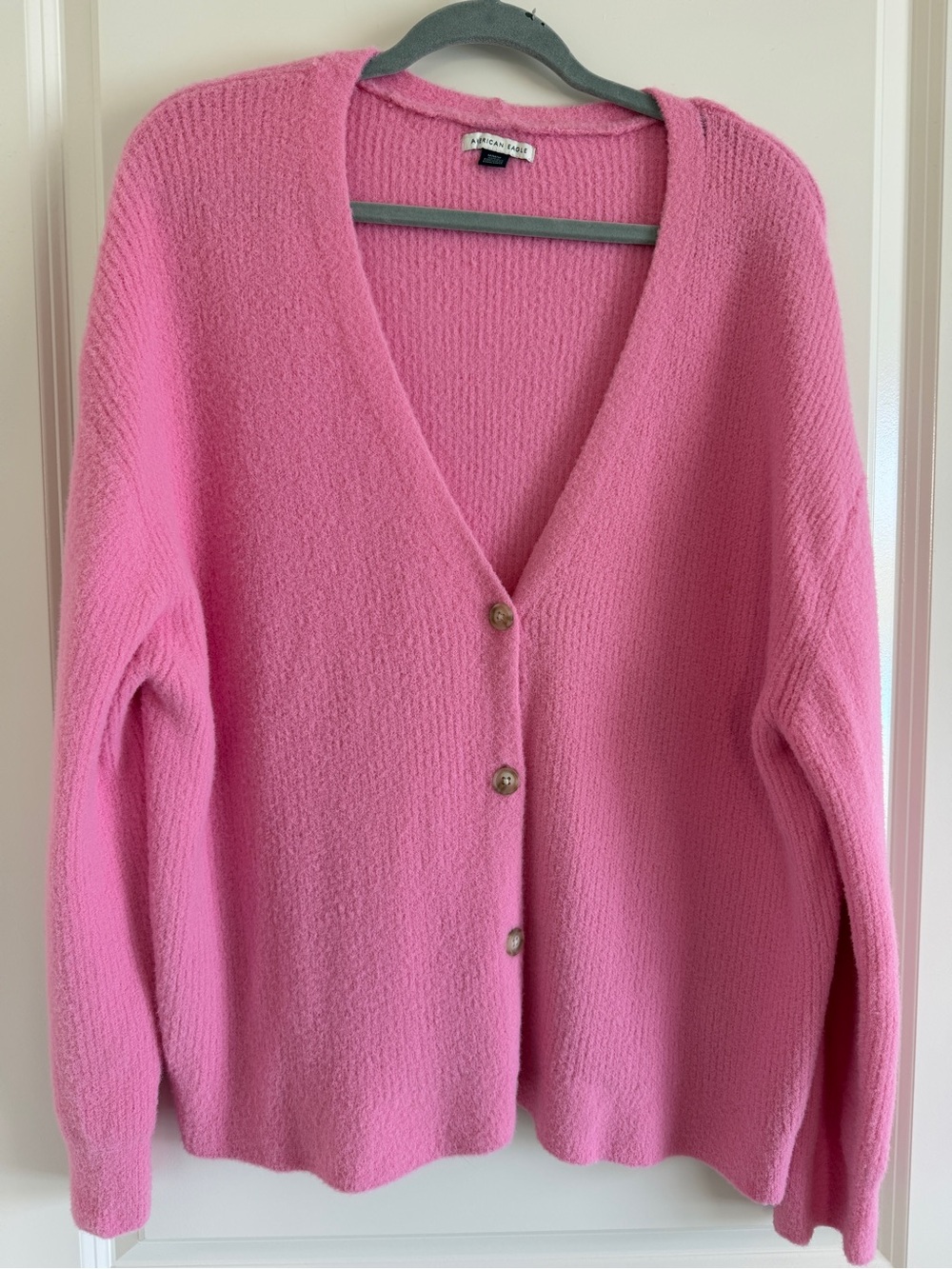 American Eagle Outfitters Pink V-Neck Button-Up Cardigan